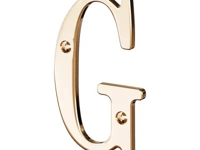 Letter G House Letters Solid Bright Brass 3D model