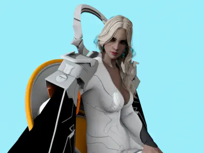 Sci-Fi Girl Rigged and Animated Low-poly 3D model