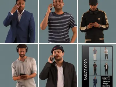 Set of 3D men on the phone  3D model