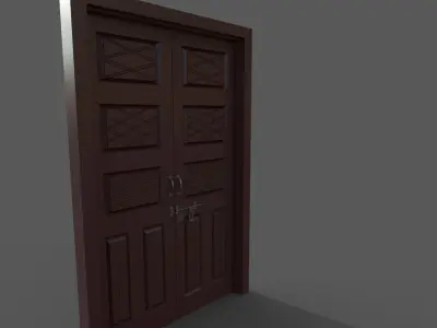 House double door Free low-poly 3D model