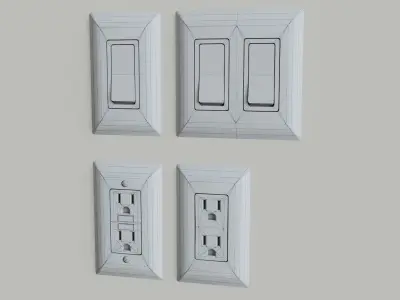 US Light Switches and Power Outlets 3D model