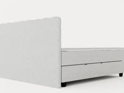 Royal Bed Package With Storage180x200 Light Gray Low-poly 3D model