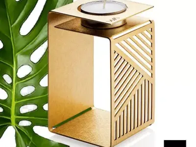 Solidworks geometric brass foldable tea light holders 3D model