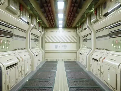 Modular Sci Fi Corridor Low-poly 3D model