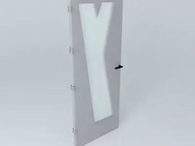 Letter Y 3D door very detail with glass lock and hinger Free 3D model