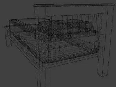 Wooden bed 3D model