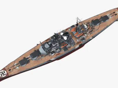 Bismarck Kriegsmarine Warship with Optical Illusion Paint 1941 Gray Rigged 
