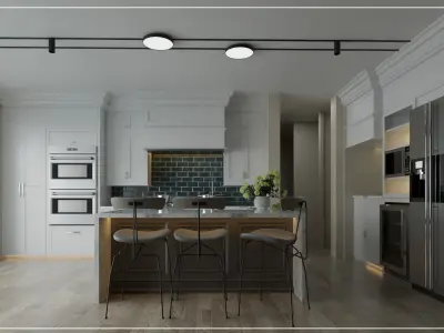 kitchen with cabinets and tile 3D model