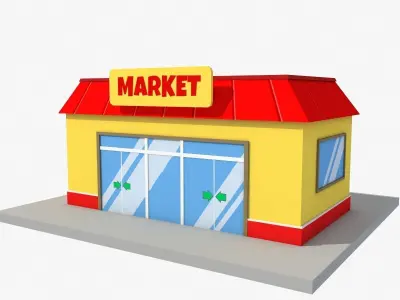 market cartoon low poly Low-poly 3D model