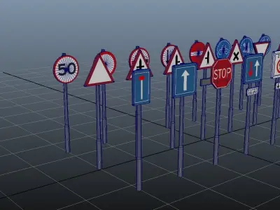 Dutch Traffic Signs Low-poly 3D model
