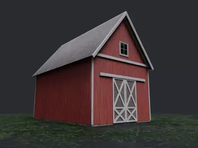 red barn Low-poly 3D model
