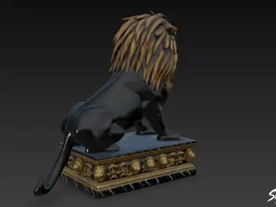 Lion Statue V31  Low-poly 3D model