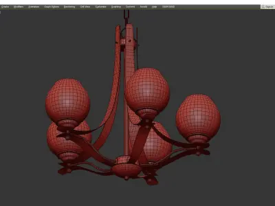 Modern Bud Pendant Light Grey Glass 5 Heads Low-poly 3D model