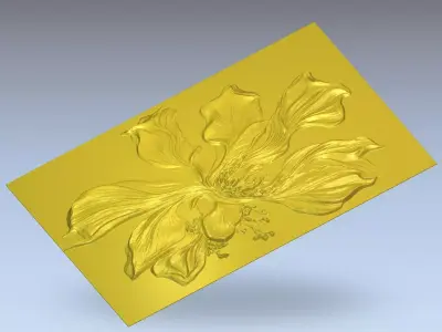 Modern floral Relief Panel Wall Decor Set STL Mural CNC 350 3D model
