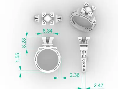 Modern Architectural Engagement Ring 3D print model
