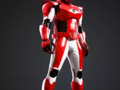 Advanced Sci-Fi Armor Hero Glossy Red White 3D Character 3D print model