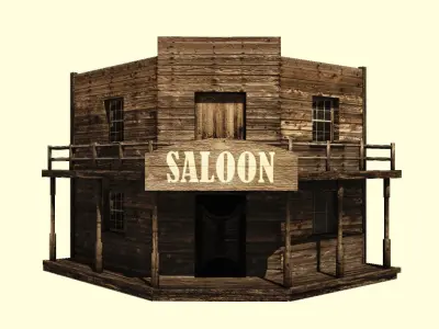 Western town building pack Low-poly 3D model
