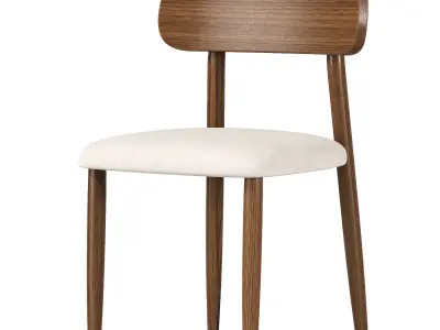 Nordic Style Armless Chair Wood Open Back Dining Side Chair 3D model