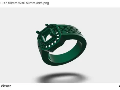 Men Ring with an Asscher Cut Center Stone 3D print model