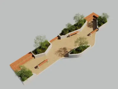 outdoor street plaza 3D model buy