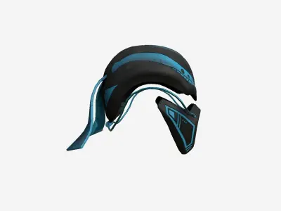 SciFi Ninja Mask A10 Black Blue - Character Design Fashion Low-poly 3D model