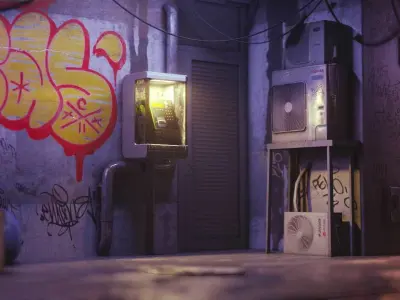 Cyberpunk Suburb Street 3D model