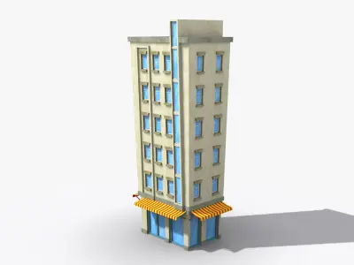 Cartoon Building x31 Low-poly 3D model