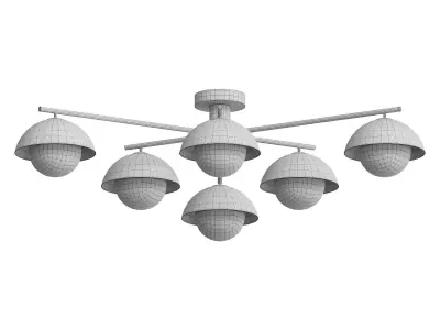  light aged brass and warm white porcelain flush 3D model