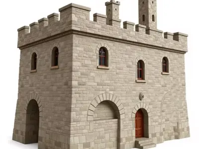 Medieval Stone Castle model pack Low-poly 3D model shop