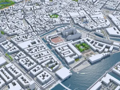 Copenhagen Downtown Denmark Low-poly 3D model
