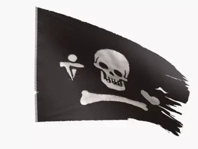 Pirate Flag - Stede Bonnet Low-poly 3D model