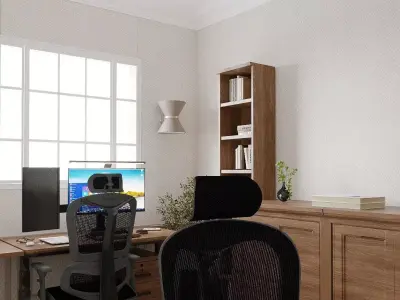 Study Room Home Office Interior Design 3D Model Scene 3D model