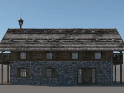 Wooden Cabin Chalet 2 3D model