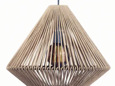 Lamp wood rattan wicker Cone 3D model