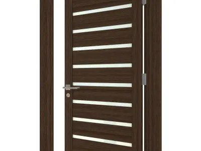 Door-081 modern front door with slats 3D model