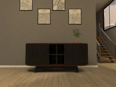Oval Sideboard Cupboard With Sliding Doors 50x120 Free 3D model