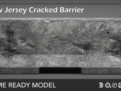 New Jersey Cracked Barrier Low-poly 3D model