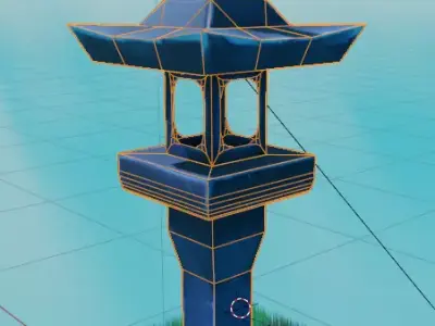 Stone Post Lamp or Street Lamp 3D model