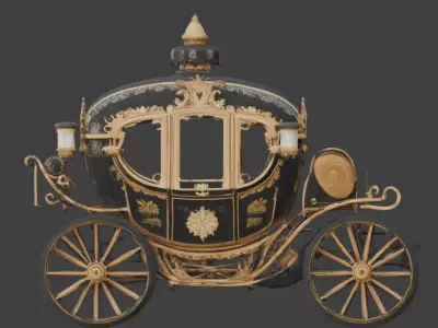 Stylized Jade black and gold  Horse Drawn 3D Character Low-poly 3D model