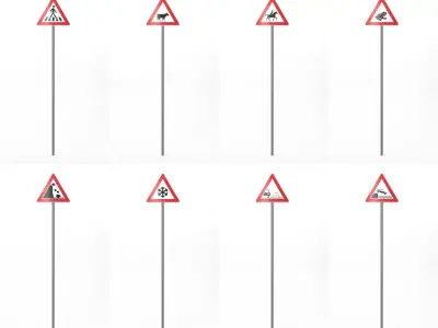 268 German Traffic Road Signs Pack DE Low-poly 3D model Low-poly 3D model