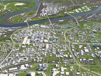 Kansas City 50x50km 3D City Map 3D model