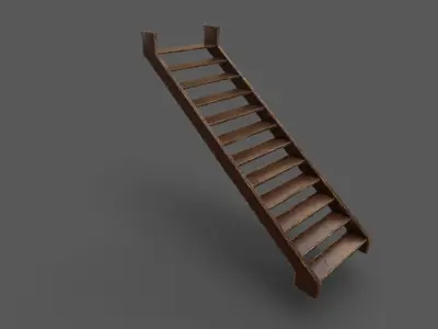 Pack 3 Old Wood Stairs Low-poly 3D model