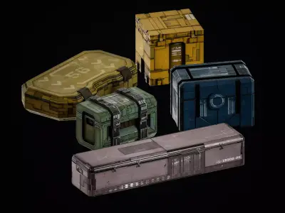 SciFi Crates Pack Vol 1 Low-poly 3D model