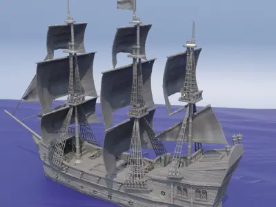 Pirate Ship Tabletop Terrain 28 mm 3D print model