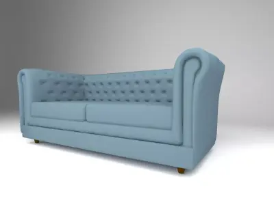 chesterfield sofa blue 3D model