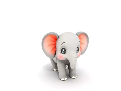Colorful Baby Elephant Character Low-poly 3D model