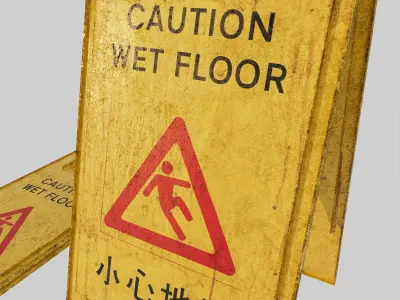 Hong Kong Caution Wet Floor Sign 3D model