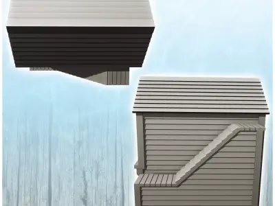 Western building with side stairs 24 - Cowboy USA America ACW Am 3D print model