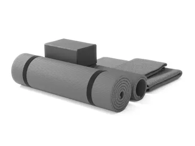 Yoga equipment set gray color 3D model