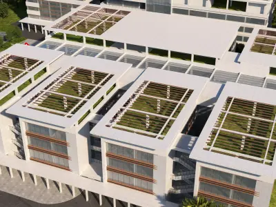 hospital building with 3D model